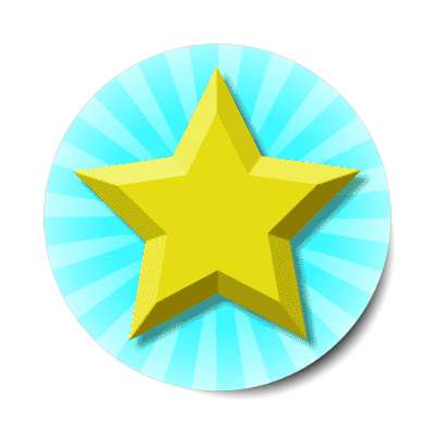 aqua burst gold star rays stickers, magnet