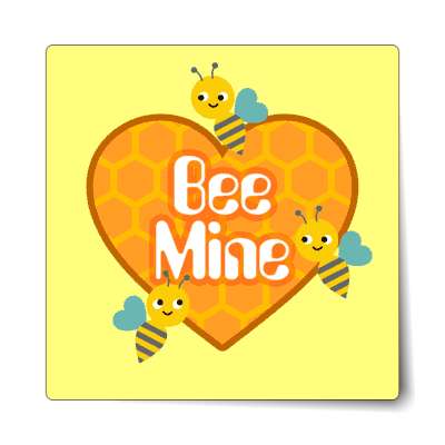 bee mine bright yellow sticker