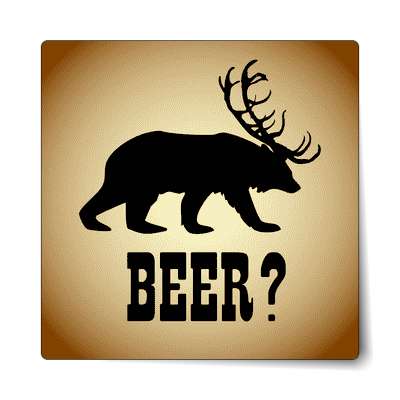 beer deer bear wordplay silhouette sticker