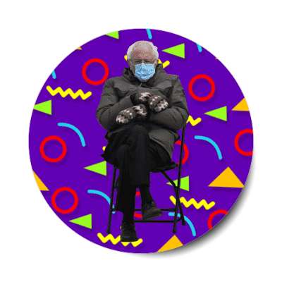 bernie mittens mask chair inauguration 90s background stickers, magnet