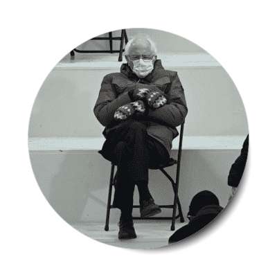bernie mittens mask chair inauguration stickers, magnet