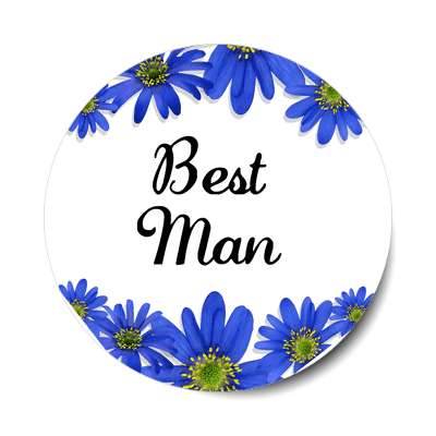 best man blue flowers border sticker