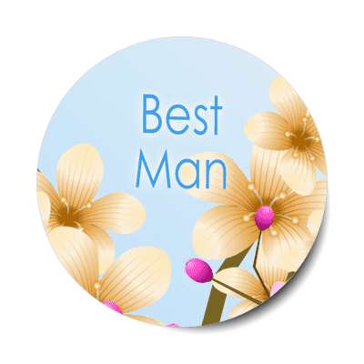 best man bright flowers light blue sticker