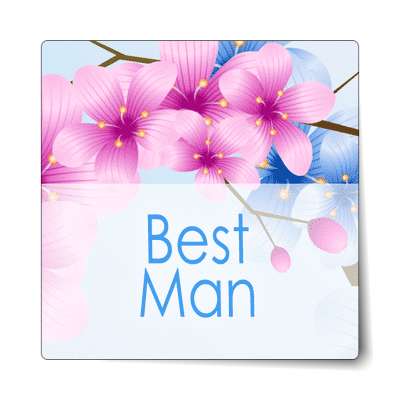 best man bright flowers rectangle half sticker