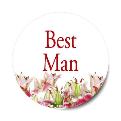 best man classic red flowers bottom sticker