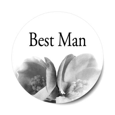 best man classic two large grey flowers sticker