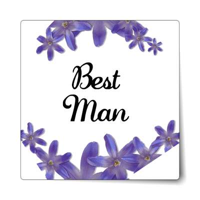best man flowers purple border sticker