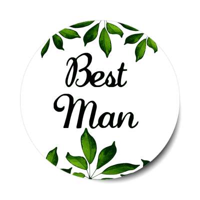 best man green leaves border sticker