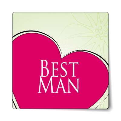 best man half heart red sticker