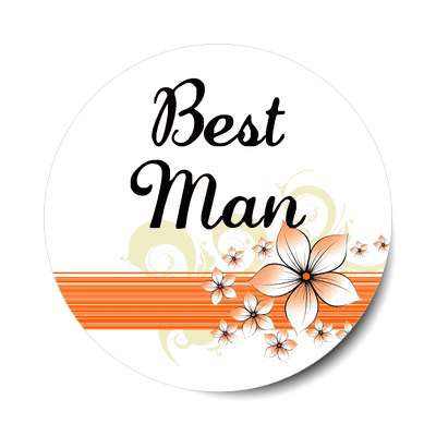 best man orange lines flowers sticker