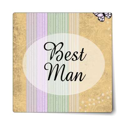 best man oval orange lines vertical sticker