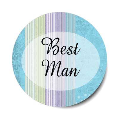 best man oval vertical blue lines sticker