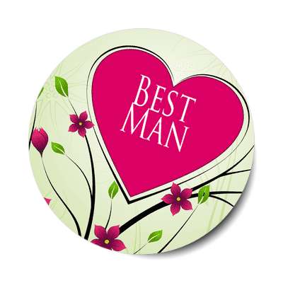 best man red heart branches flowers sticker