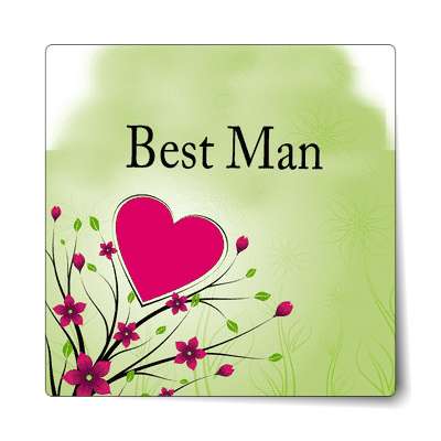 best man small red heart flowers branches sticker