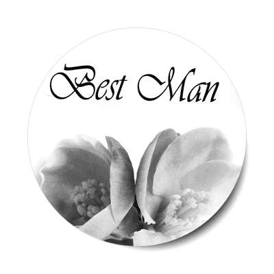 best man stylized two large grey flowers sticker