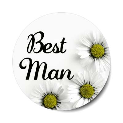 best man three yellow white flowers sticker