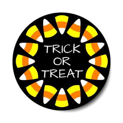 black trick or treat candy corn border sticker