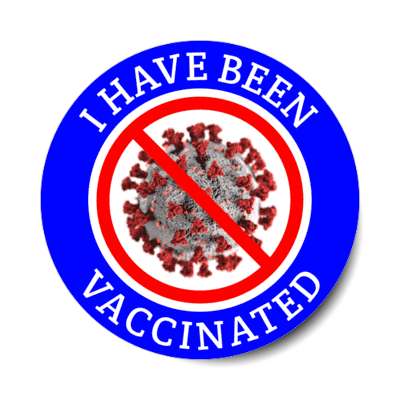 blue covid i have been vaccinated stickers, magnet