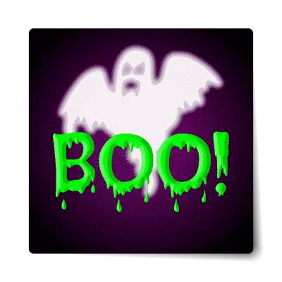 boo ghost arms out bevel black sticker
