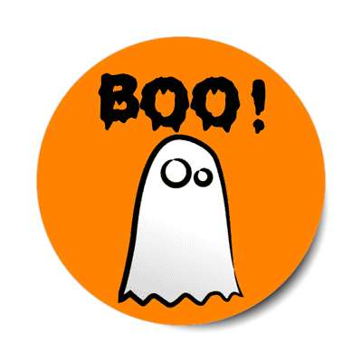 boo ghost bright orange sticker