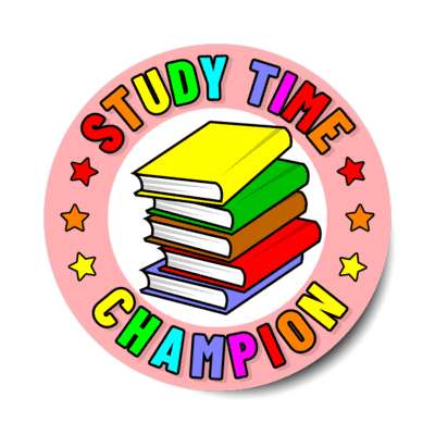 book stack study time champion colorful stickers, magnet