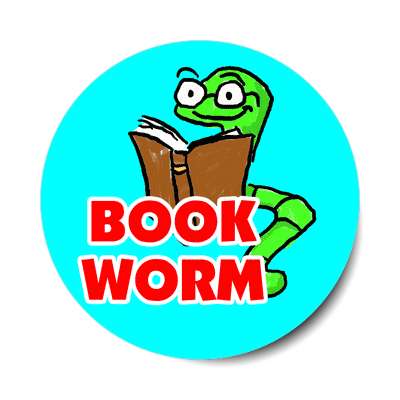 book worm cartoon reading sticker