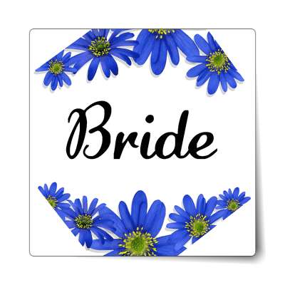 bride blue flowers border sticker
