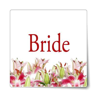 bride classic red flowers bottom sticker
