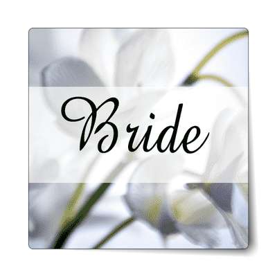 bride flowers cursive classic middle rectangle sticker