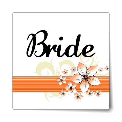bride orange lines flowers sticker