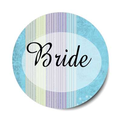 bride oval vertical blue lines sticker