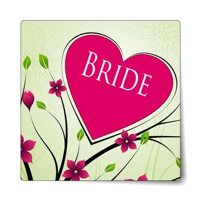 bride red heart branches flowers sticker