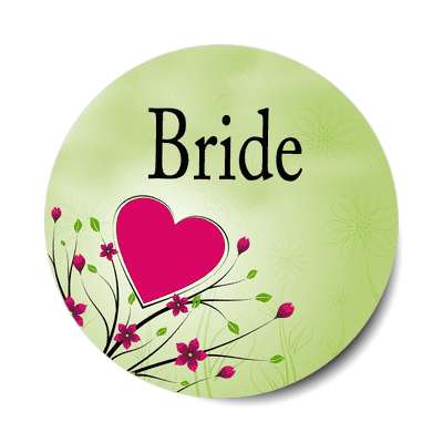 bride small red heart flowers branches sticker