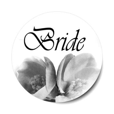 bride stylized two large grey flowers sticker