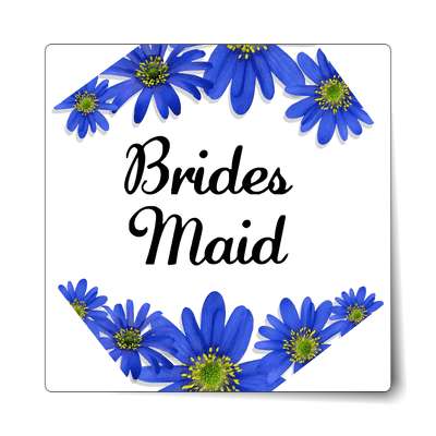 bridesmaid blue flowers border sticker