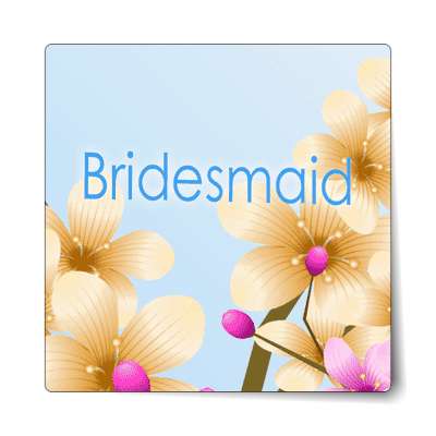 bridesmaid bright flowers light blue sticker