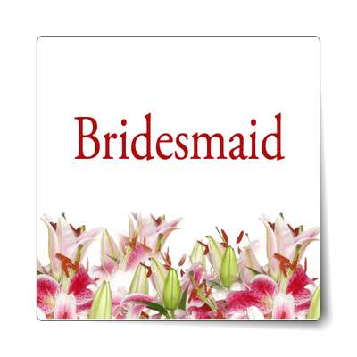 bridesmaid classic red flowers bottom sticker
