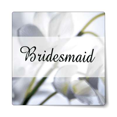 bridesmaid flowers cursive classic middle rectangle sticker