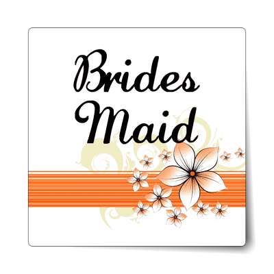 bridesmaid orange lines flowers sticker