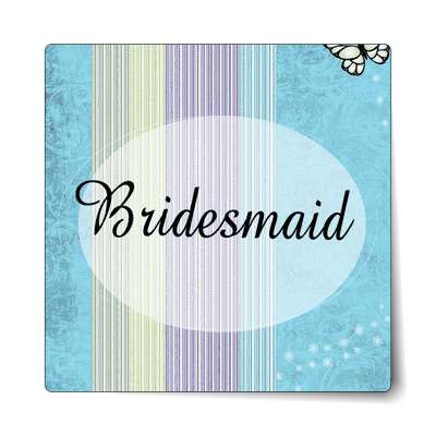 bridesmaid oval vertical blue lines sticker