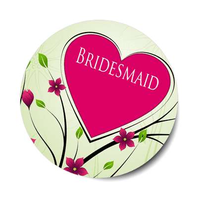 bridesmaid red heart branches flowers sticker