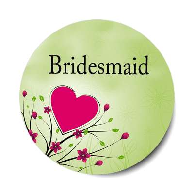 bridesmaid small red heart flowers branches sticker