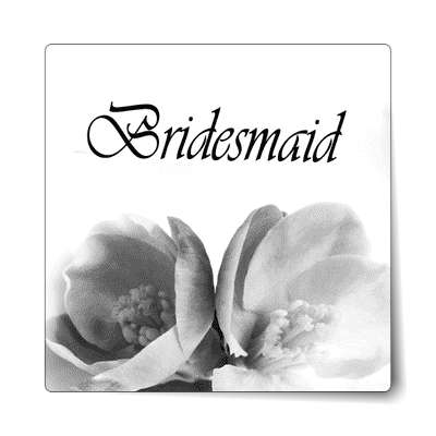 bridesmaid stylized two large grey flowers sticker