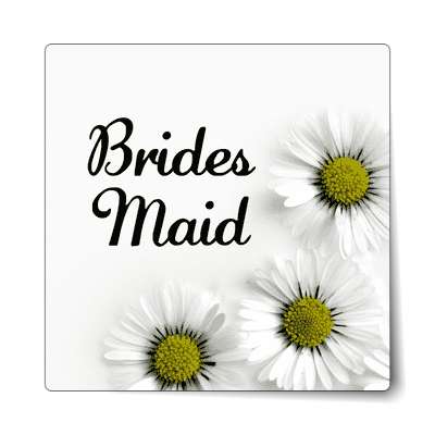 bridesmaid three yellow white flowers sticker