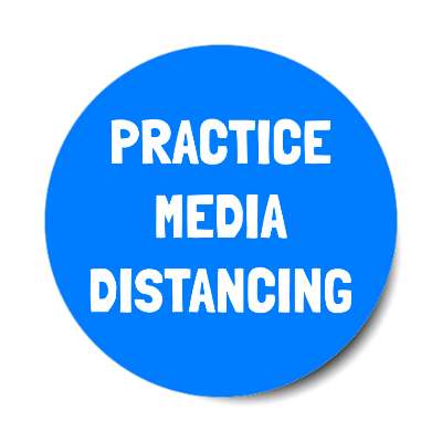 bright blue practice media distancing sticker