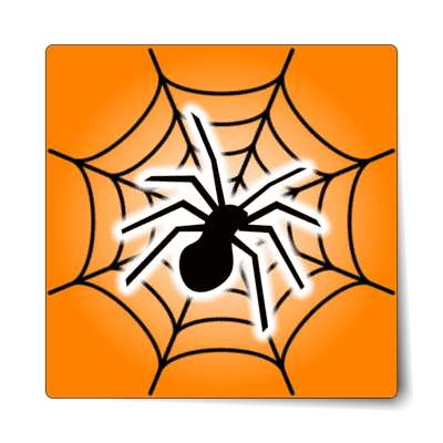 bright orange spider web silhouette sticker