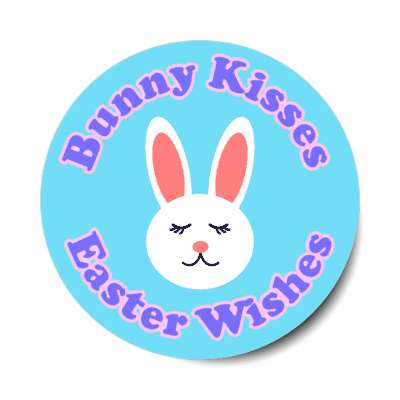 bunny kisses easter wishes bright blue sticker