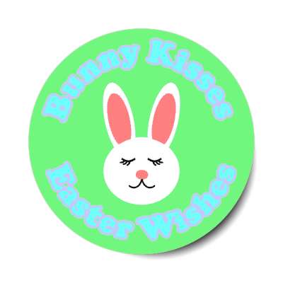 bunny kisses easter wishes bright green sticker