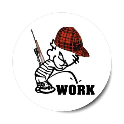 calvin peeing on work sticker