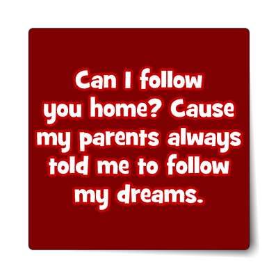 can i follow you home cause my parents always told me to follow my dreams s